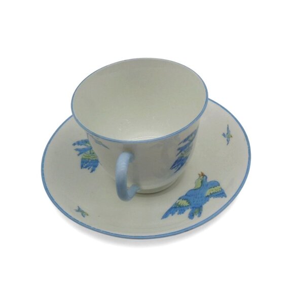 HEATHCOTE Williamsons Blue Bird Cup and Saucer Set 1930s England Vintage - Picture 5 of 12